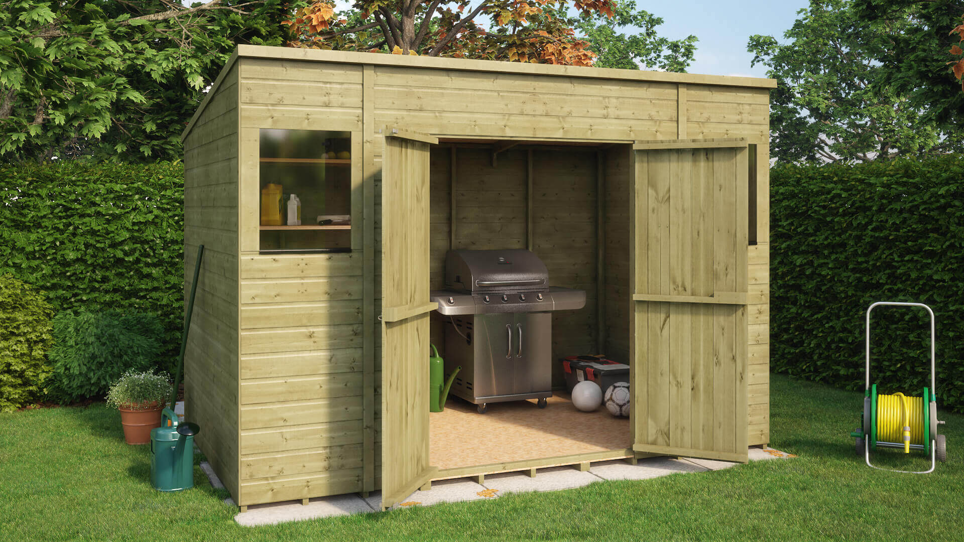 Pressure Treated Pent Central Door Garden Shed | Project ...