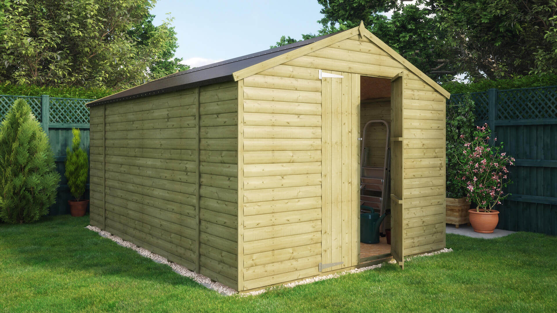 Pressure Treated Loglap Windowless Garden Shed Project 