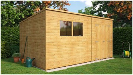 Pressure Treated Pent Offset Door Garden Shed