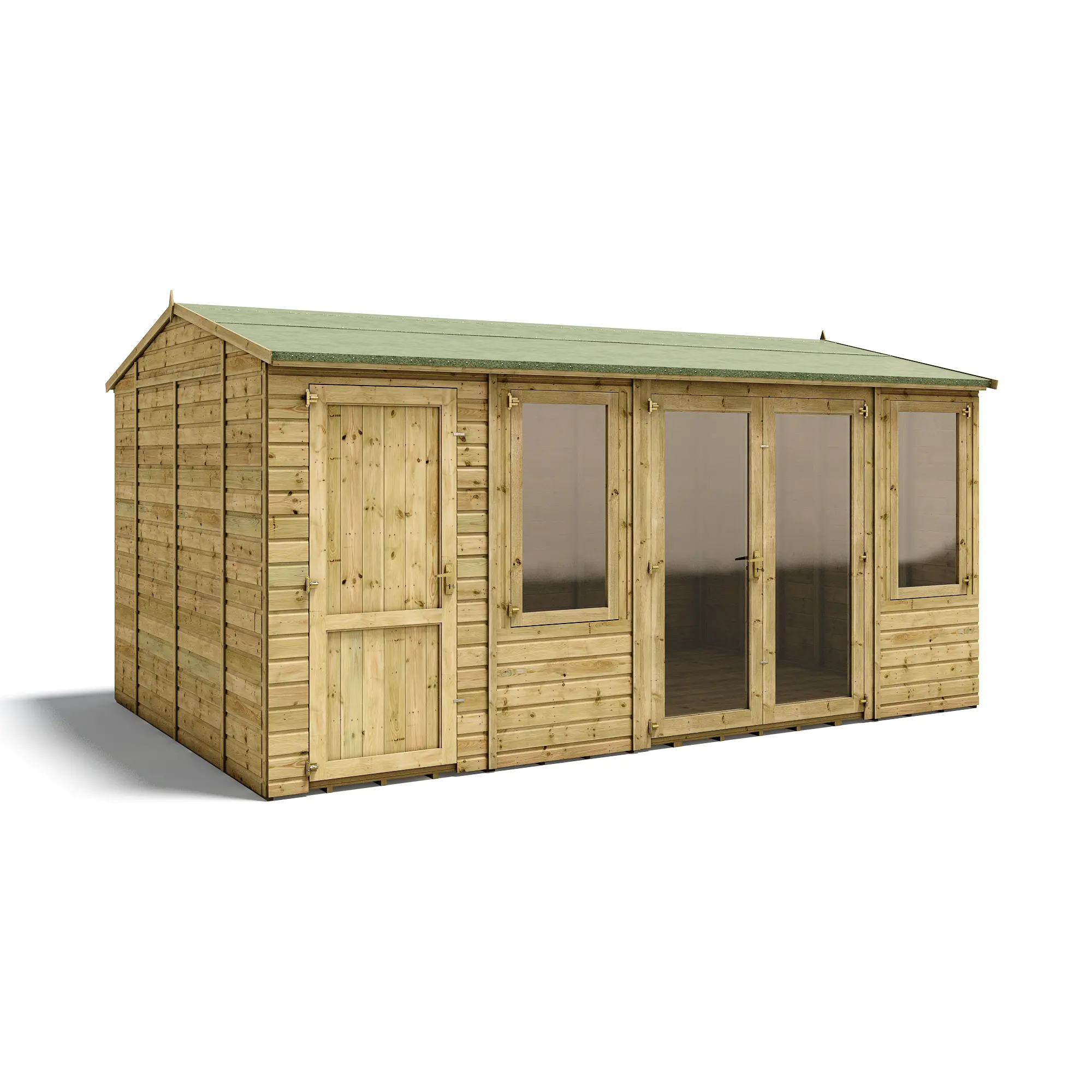 Grandmaster Fusion "Classic" G1000 Summerhouse with Side Shed - 11mm Pressure Treated Tongue and Groove