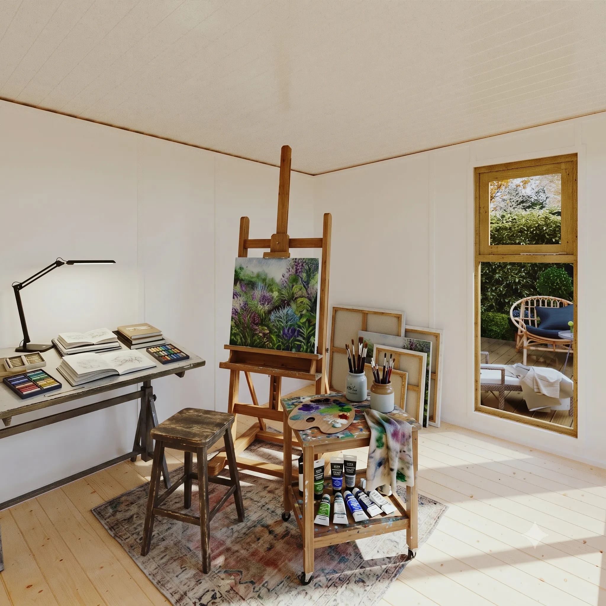 A My Den garden office used as a studio
