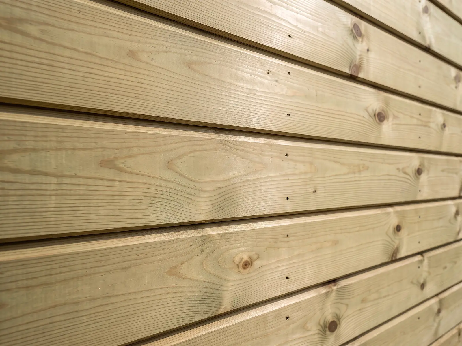 Pressure-treated tongue and groove 11mm shiplap cladding.